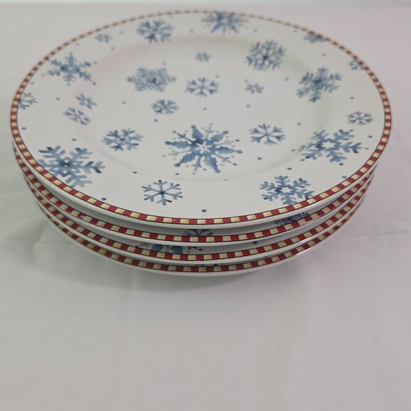 Sakura Debbie Mumm Snowflake 8” Stoneware Salad Luncheon Plates – Set of 4 - Picture 12 of 16